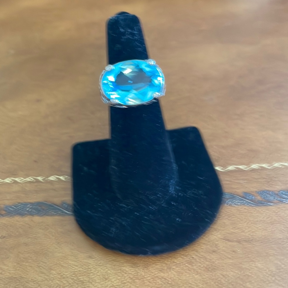 Silpada sterling silver, and aqua glass ring
